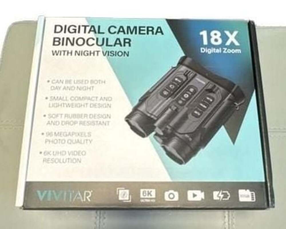 Vivitar Digital Camera Binoculars with Night Vision and 18X Digital Zoom Black N